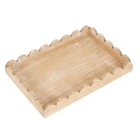 Wood Scallop Tray Home Decor, 13x9x2