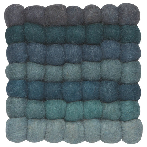 Lagoon Blue Recycled Wool Felt Dot Trivet