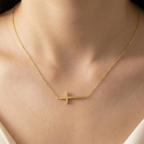 Side Cross Pendant Necklace