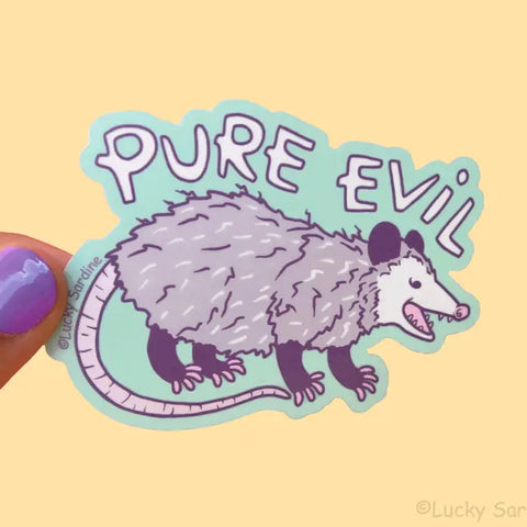 Opossum Pure Evil, Funny Wicked Opossum, Cute Vinyl Sticker