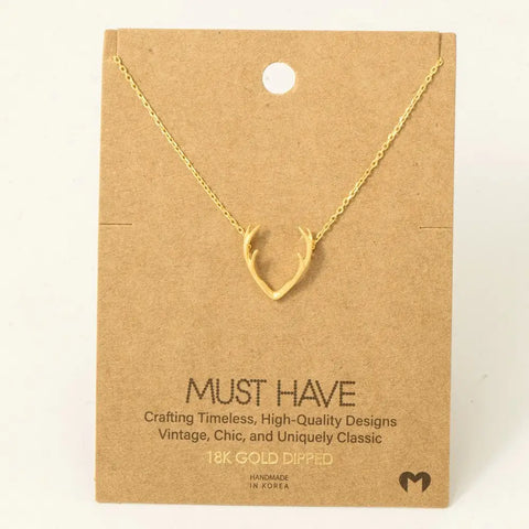Gold Dipped Antler Pendant Necklace