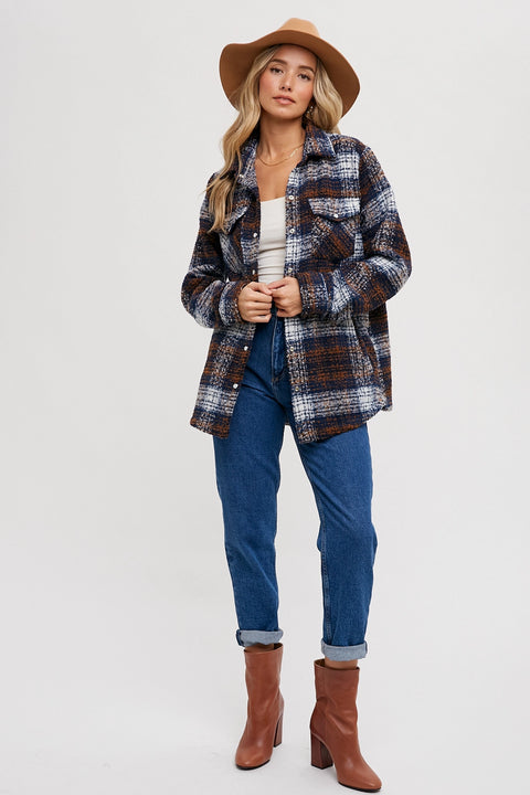 Button Down Flannel Plaid Shacket