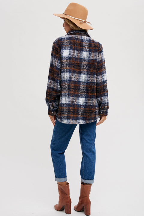 Button Down Flannel Plaid Shacket