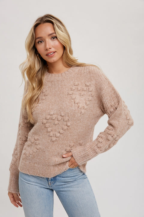 Heart Shaped Pom Pom Sweater