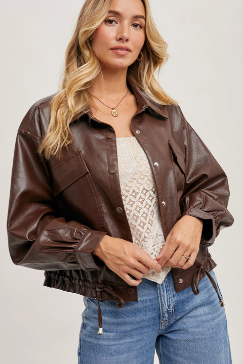 Brown Faux Leather Jacket