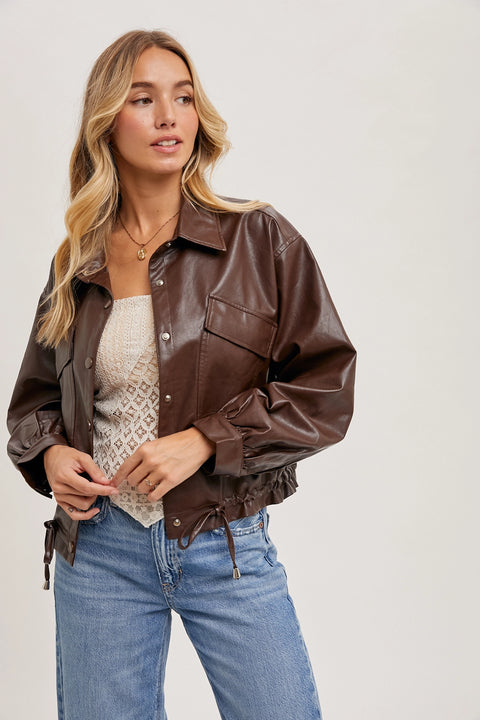 Brown Faux Leather Jacket