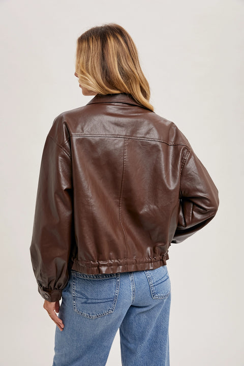 Brown Faux Leather Jacket