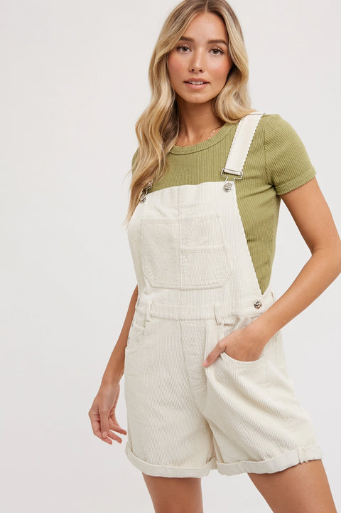 Cream Corduroy Overalls