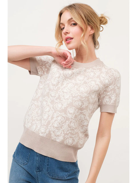 Rose Patterend Knit Tee