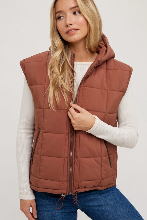 Puffer Zip-Up Hooded Vest