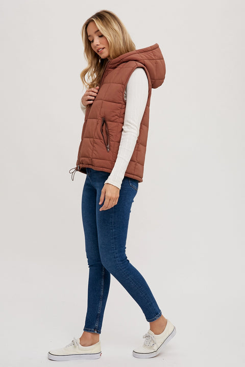 Puffer Zip-Up Hooded Vest