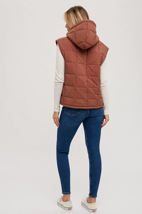 Puffer Zip-Up Hooded Vest