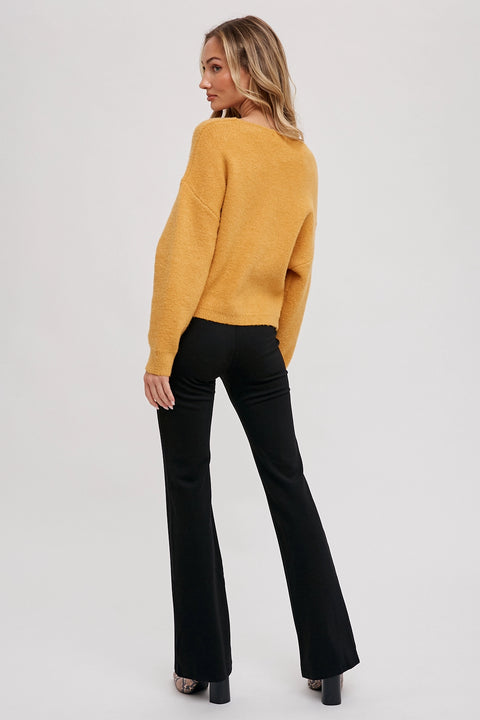 Mustard Wrap Knit Sweater