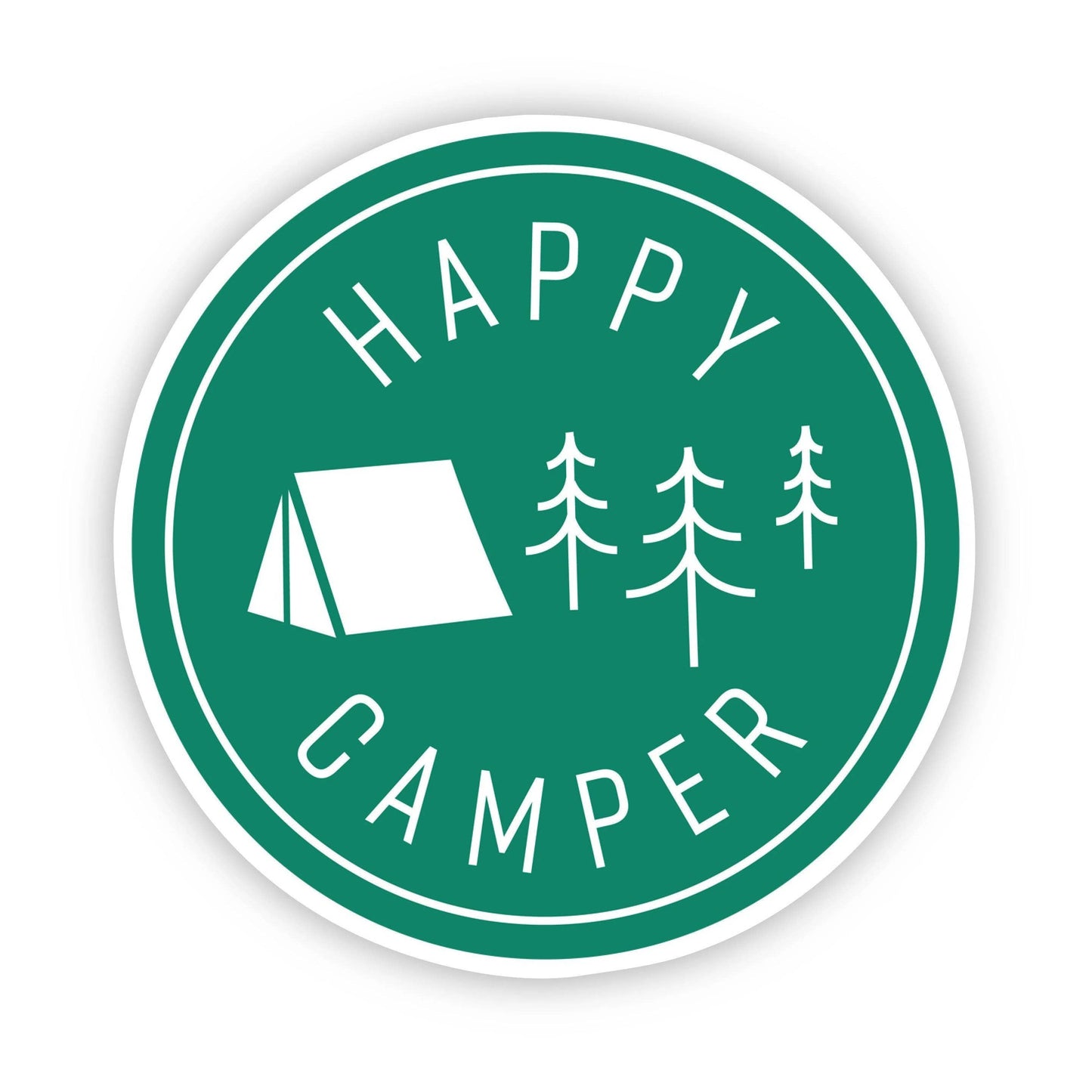 Happy Camper Green Tent Sticker