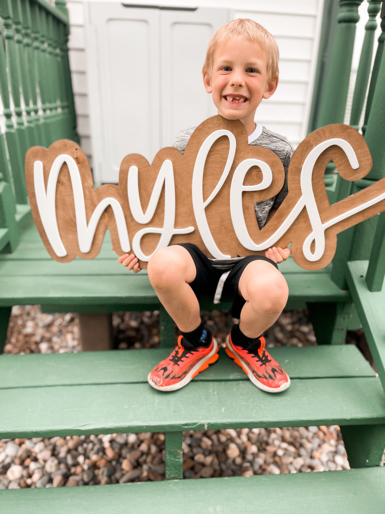 Wooden Name Double Layer Cutout Sign