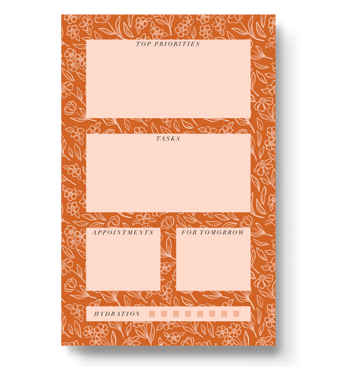 Terracotta Floral Daily Planner Notepad, 8.5x5.5 in.