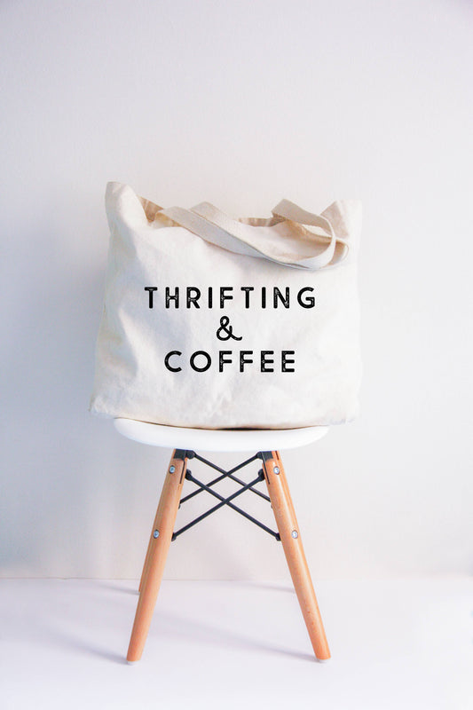 Thrifting  & Coffee XL Tote Bag