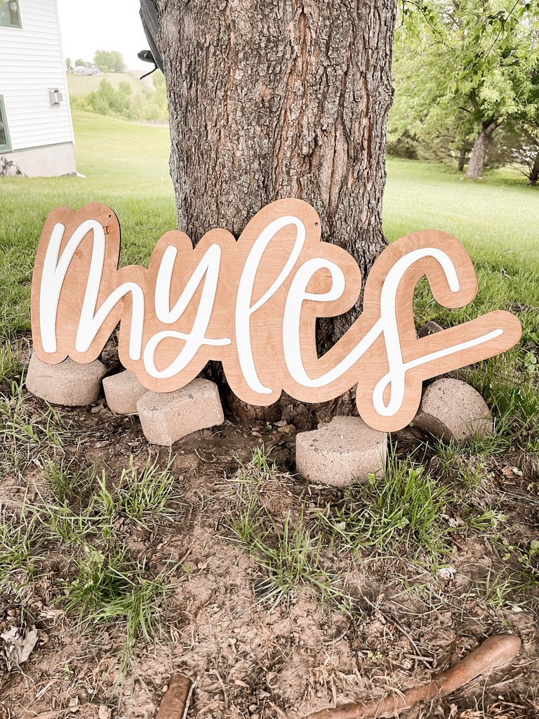 Wooden Name Double Layer Cutout Sign