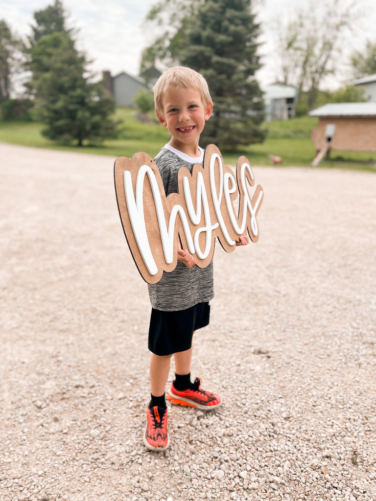 Name Cut Out Sign With Offset Backer | Kids Room Decor