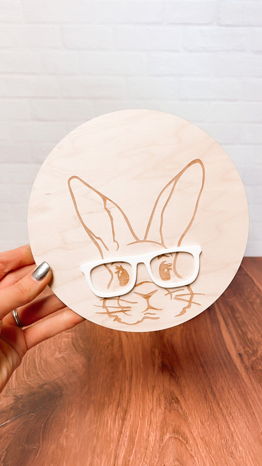 Bunny and Glasses Round Sign