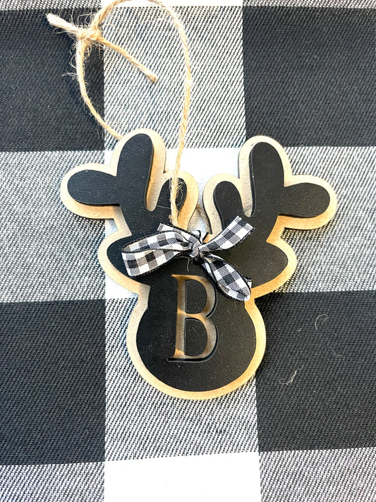 Alphabet Reindeer Ornament - Matte Black
