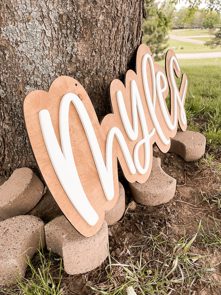 Wooden Name Double Layer Cutout Sign