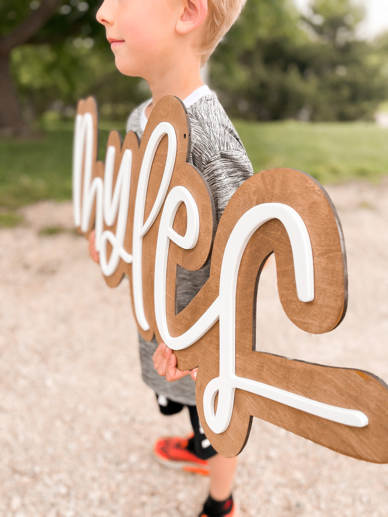 Wooden Name Double Layer Cutout Sign