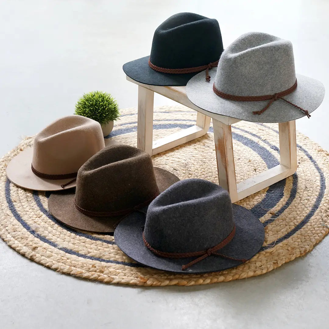 Wool Felt Braided Strap Fedora