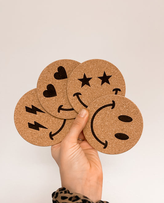Smiley Cork Coasters