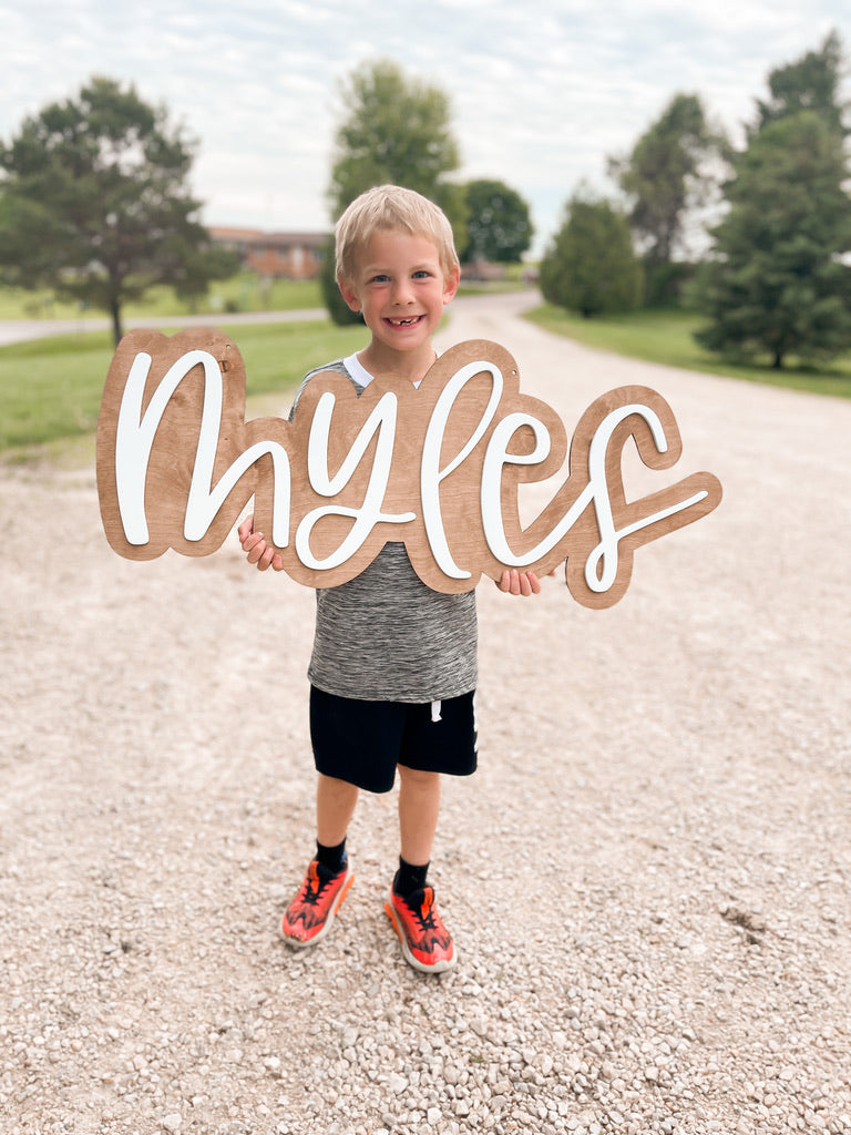 Name Cut Out Sign With Offset Backer | Kids Room Decor