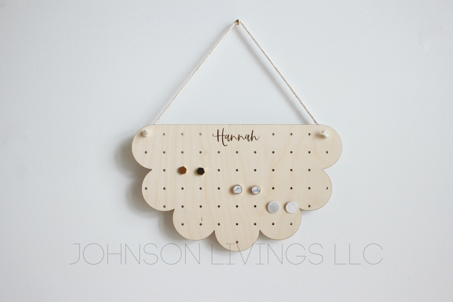 Scalloped Hanging Earring Holder Personalized