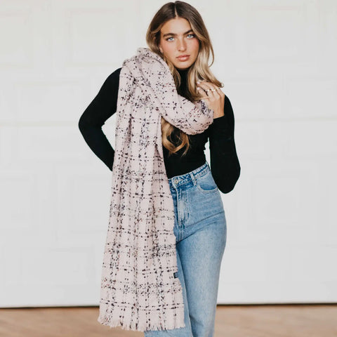 Cozy Plaid Fringe Scarf