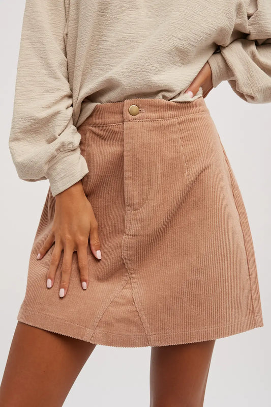 Mauve Corduroy Mini Skirt