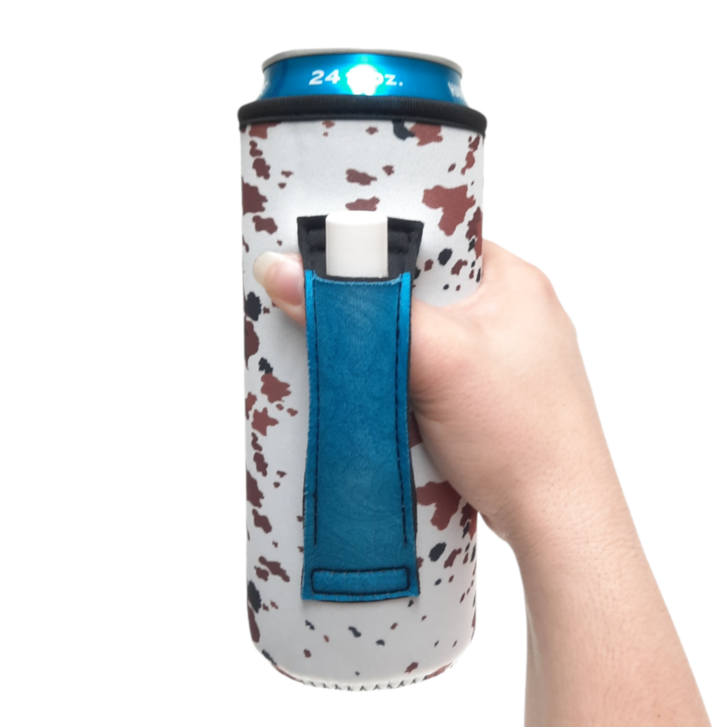 Cowhide w/ Turquoise Leather 16-24oz Soda Can Handler™