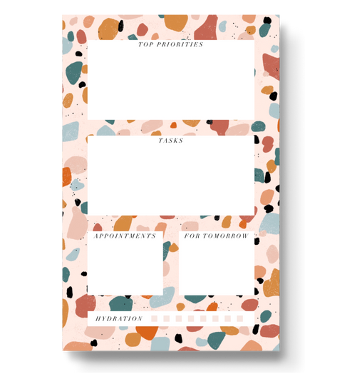 Terrazzo Daily Planner Notepad, 8.5x5.5 in.