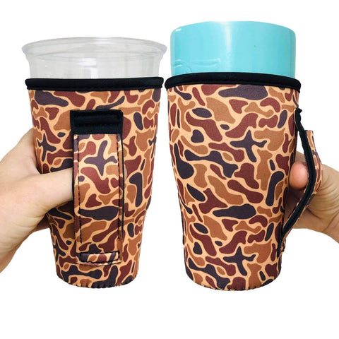 Old School Camo 20oz Large Iced Coffee / Tea / Tumbler Handler™