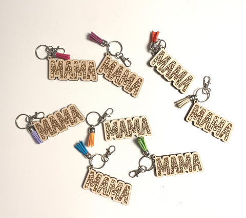 Mama Camo Engraved Keychain | Wooden Keychain