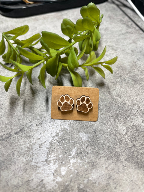 Paw Print Laser Cut Stud Earrings