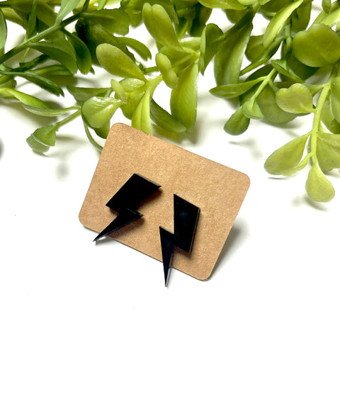 Lightning Bolt Laser Cut Stud Earrings