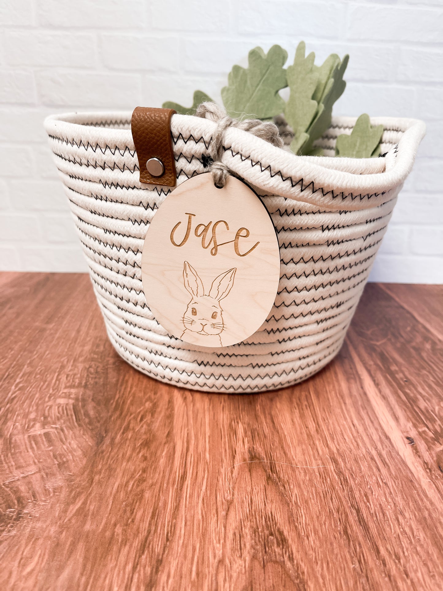 Egg Shaped Rabbit Florals Basket Tag
