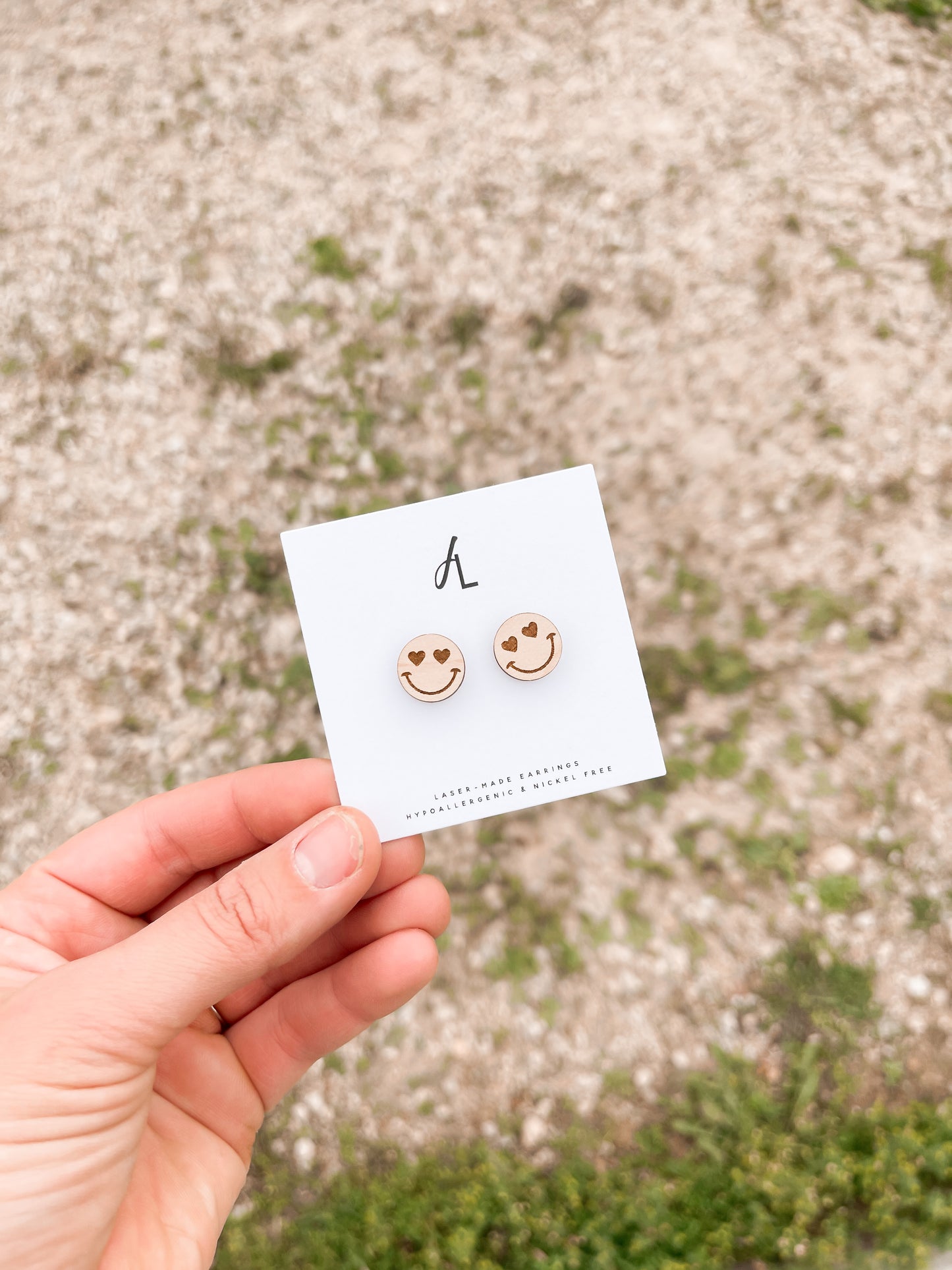 Smile Face Heart Eyes Stud Earrings