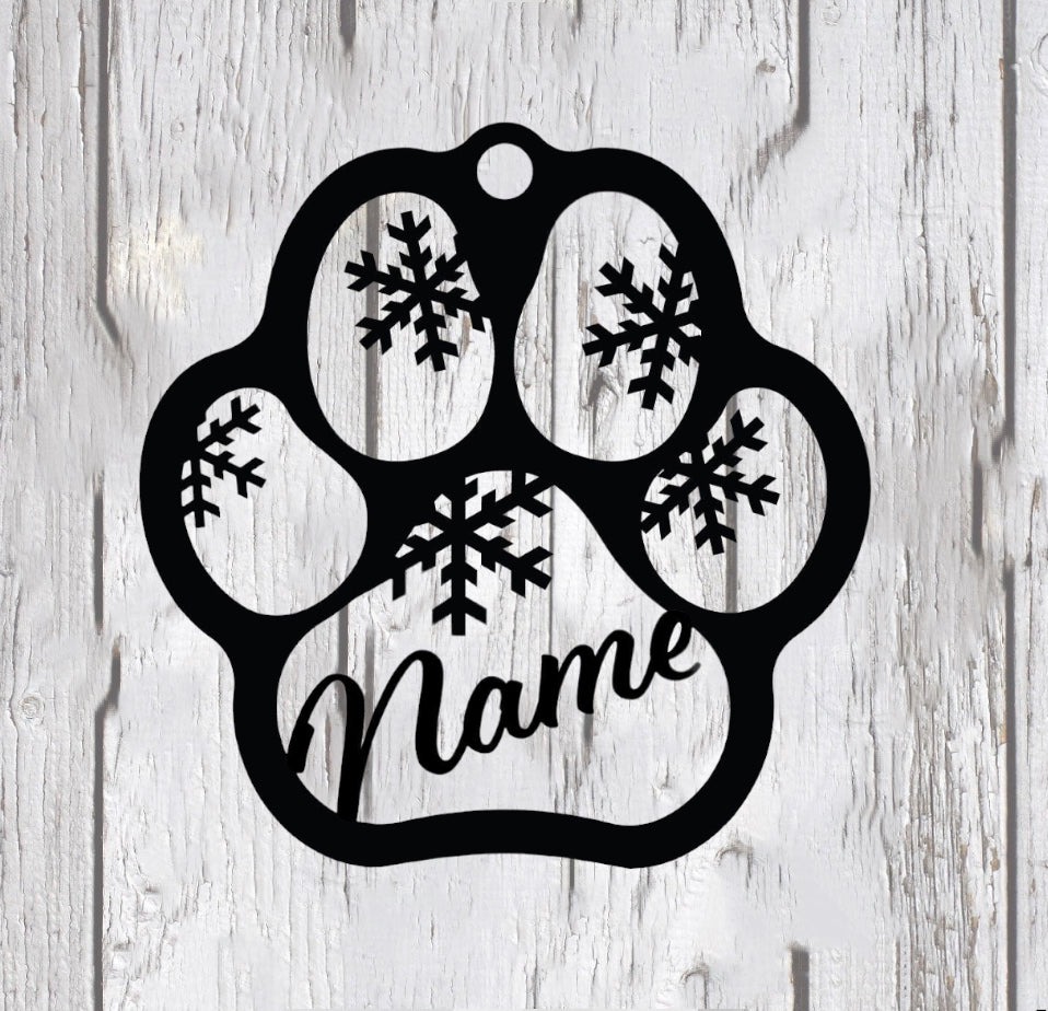 Paw Print Snowflake Name Ornament