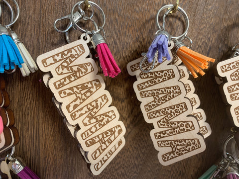 Mama Camo Engraved Keychain | Wooden Keychain