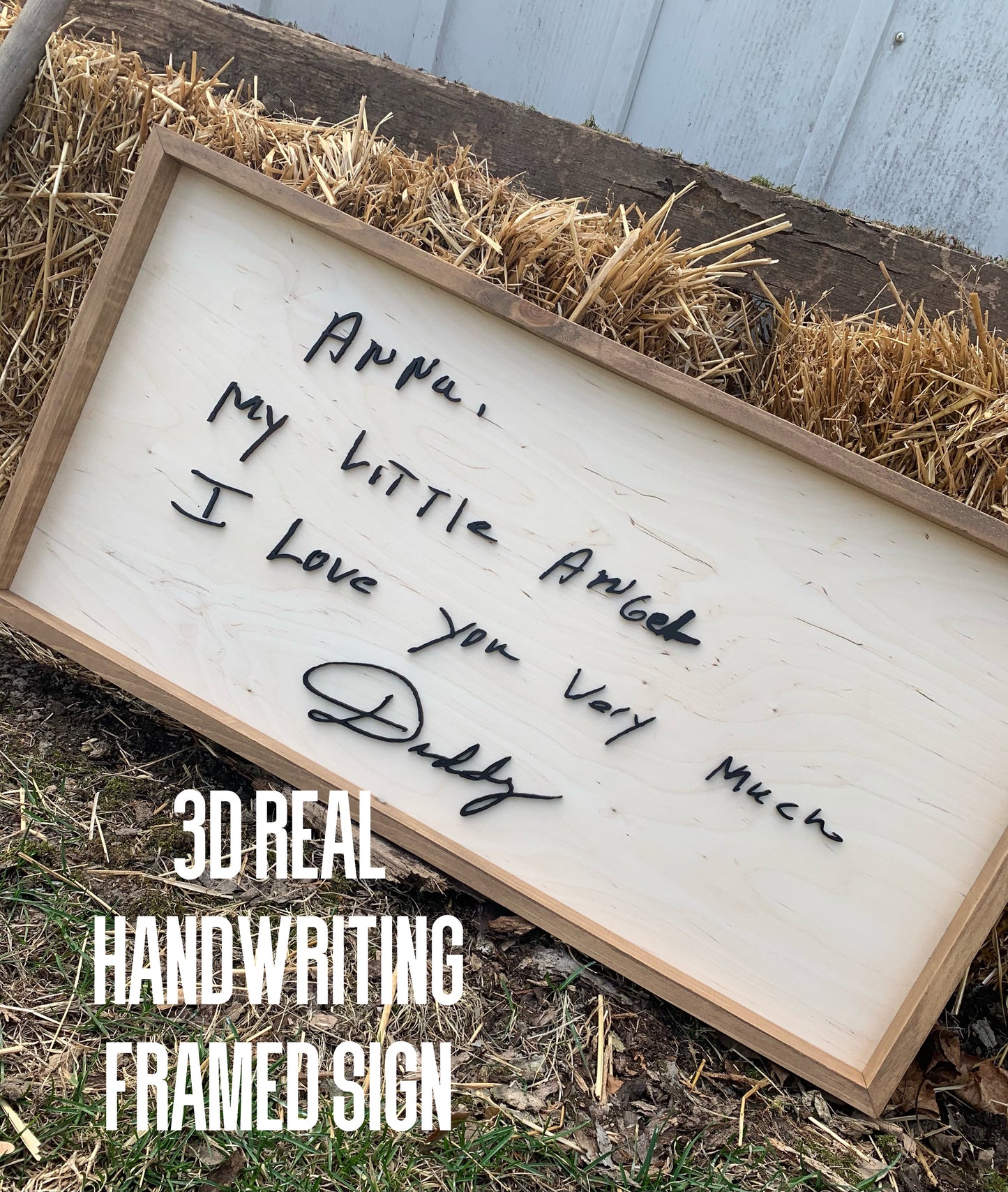 Real Handwriting 3D Wood Sign Framed