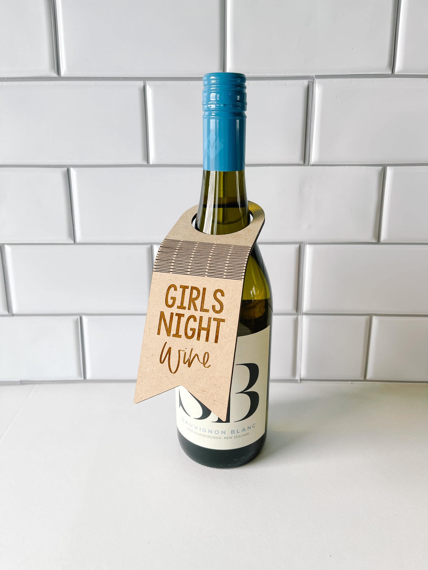 Girls Night Wine Flexible Wooden Bottle Tag