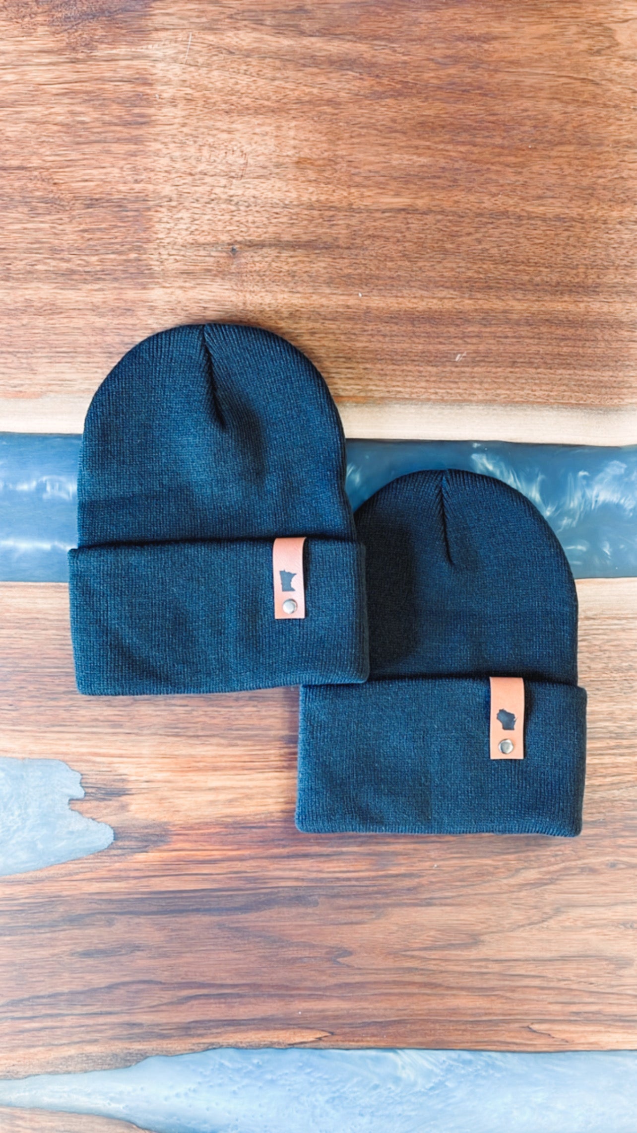 Foldover Leather Patch Beanie