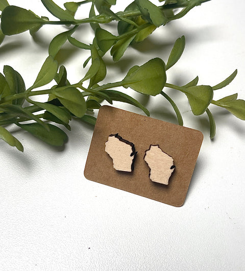 Wisconsin Shape Laser Cut Stud Earrings