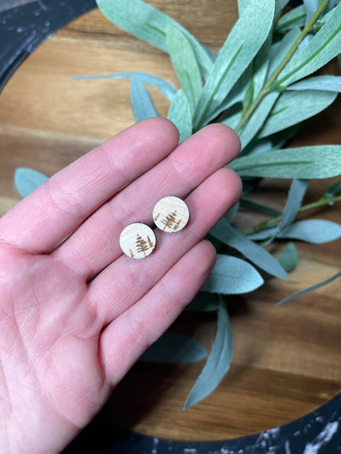 Pine Trees Laser Cut Stud Earrings