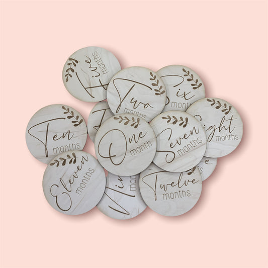 Monthly Baby Milestone Discs | Laser Engraved Milestone Markers