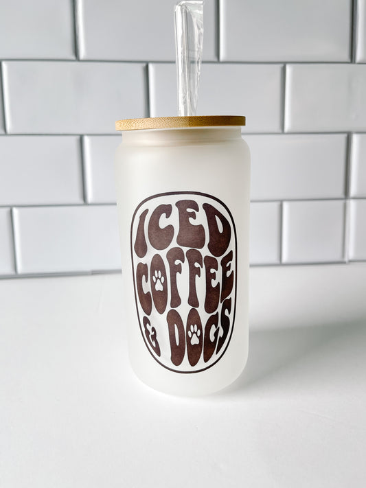 Iced Coffee and Dogs Glass Can